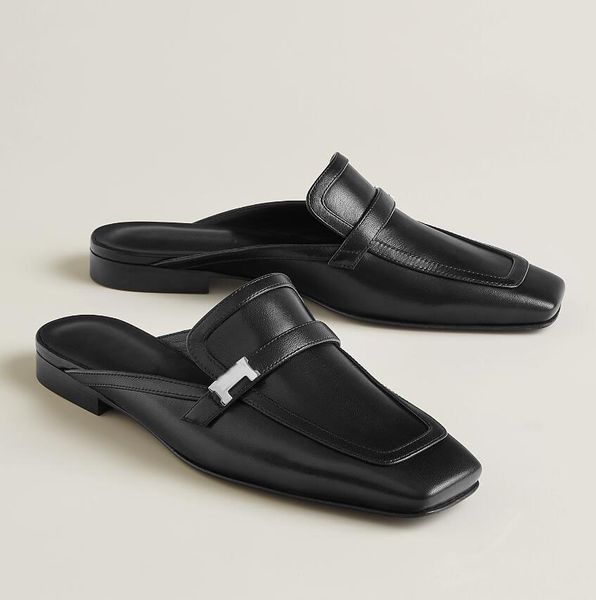 

perfect 2023s/s groupie mule & sandals shoes women palladium-plated buckle slip on slippers bridal wedding comfort lady footwear walking eu3, Black