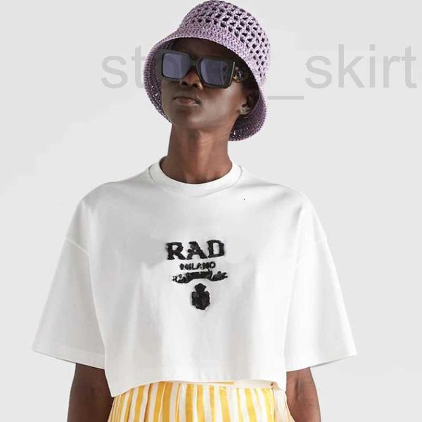 

women's t-shirt designer spring/summer new super versatile embroidery bead letter logo short loose casual sequin t-shirt g72x, White