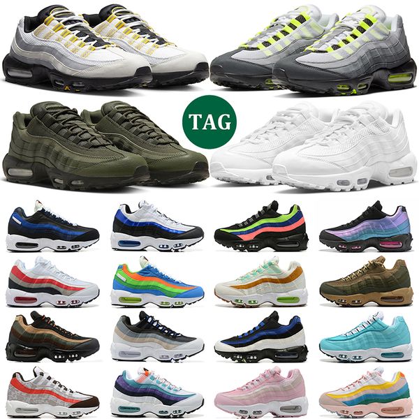 

men women 95 running shoes og neon triple white persian violet tour yellow olive deep royal blue 95s mens trainer