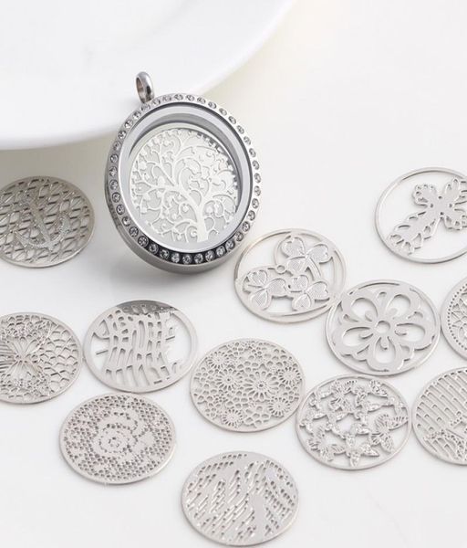 

20pc mixed design round window plate charms silver floating plates for 30mm glass charms locket whole5738942, Bronze;silver
