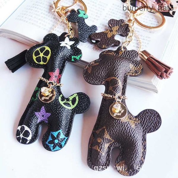 

leather designer keyring pu animal pendant bag charms keychains cute fashion gift jewelry accessories cartoon giraffe key chains ring holder, Slivery;golden