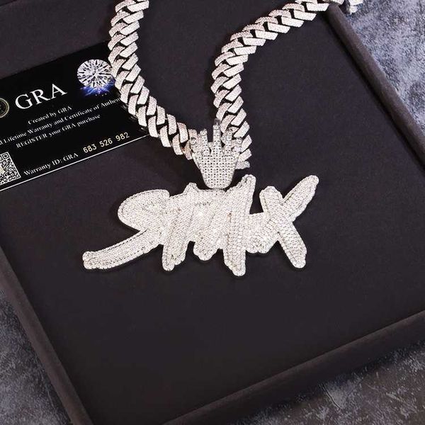

fashion hip hop jewelry shine diamond vvs moissanite iced out 925 silver name pendant letter pendant for men