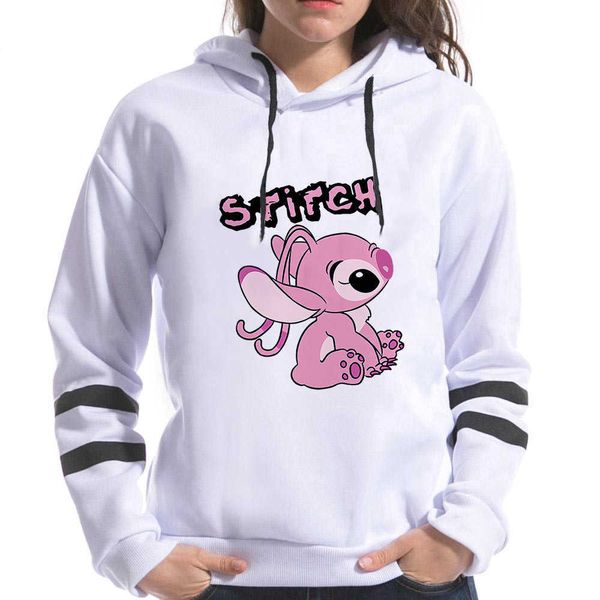 

kawaii lilo stitch anime funny cartoon hoodies women cute ohana stitch manga sweatshirt graphic harajuku hoody female couple, Black