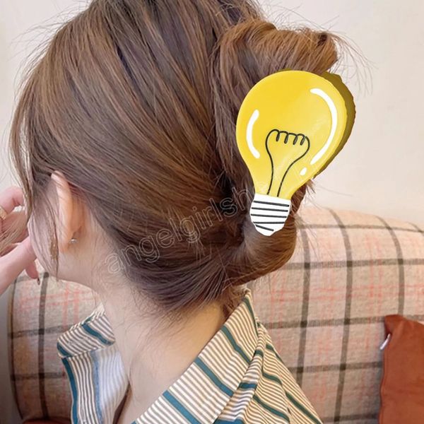 

new light bulb hair clips crab for women girl hair clips fashion ponytail holder femme hair accessories, Slivery;white