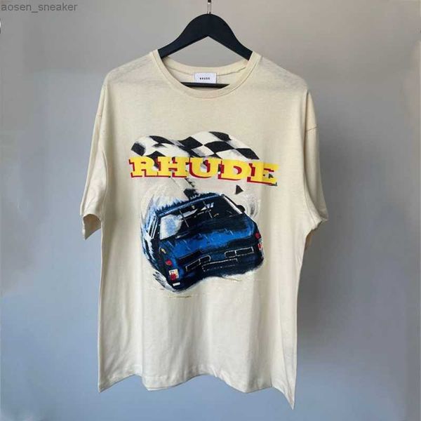 

summer oversized rhude box perspective t-shirt men women emo vintage rhude color print tees streetwear, White;black