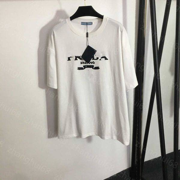 

23ss tee womens t-shirt womens designer clothing round neck pure cotton offset monogram print short sleeve t-shirt womens clothes, White