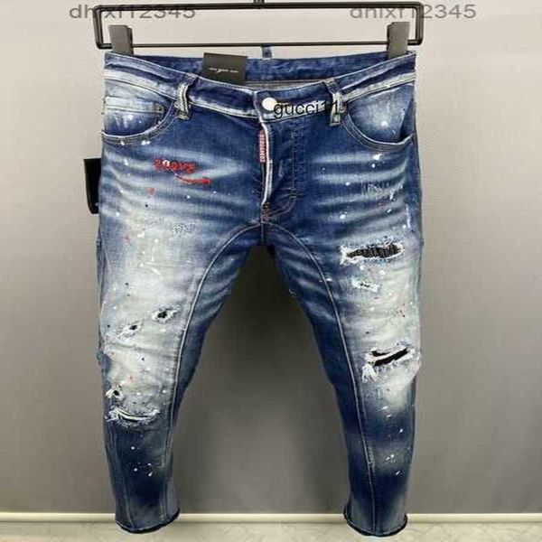 

paint d2 ripped dsq straight dsquare 2 retro autumn jean designer skinny splatter feet blue pants mens jeans streetwear beggar quality stree