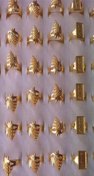 

100 pieces lots gold plated ring fashion design charm ring hip hop dance men039s and women039s jewelry mixed ring wholesal2346615, Silver
