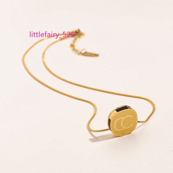 

pendant necklaces never fading 14k gold plated luxury brand pendants necklaces stainless steel letter choker chain jewelry accessories coupl, Silver