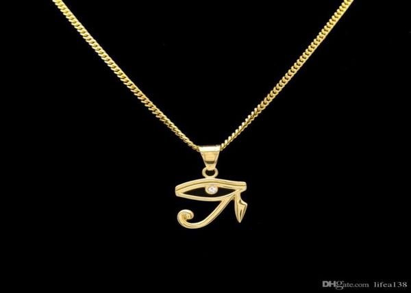 

316l stainless steel gold color egyptian the eye of horus pendant necklace hip hop wedjat eye necklaces for jewelry3997067, Silver