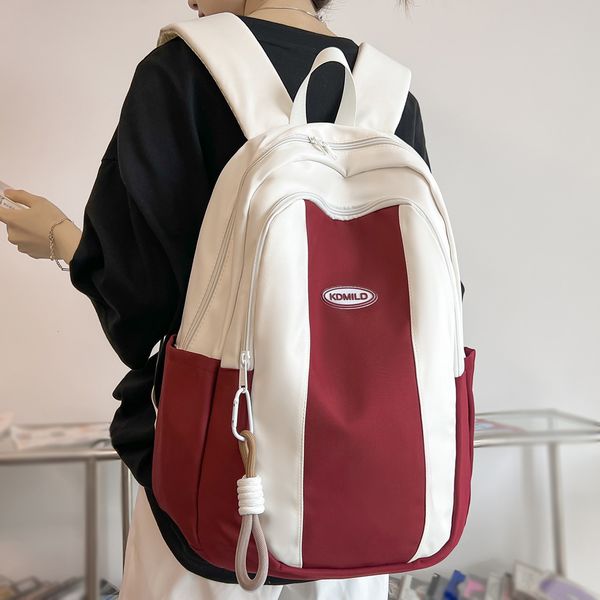 

school bags girl nylon kawaii red student bag fashion lapcollege backpack teen female travel book lady trendy 230721