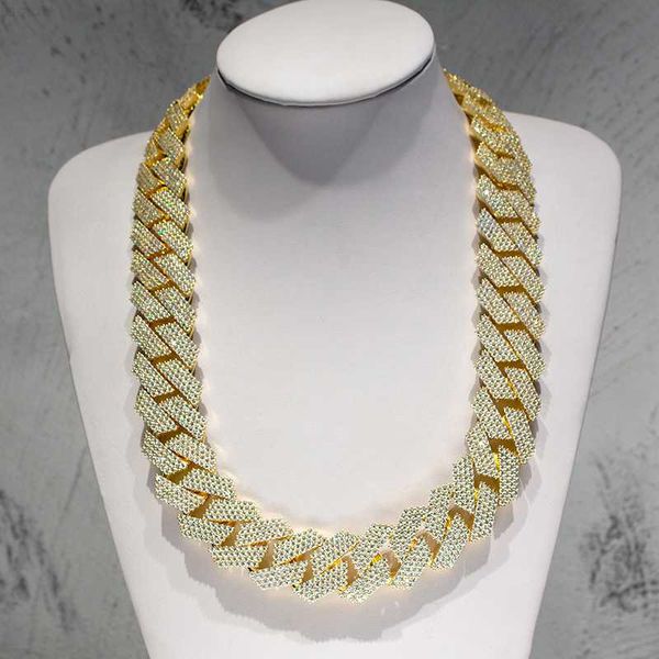 

iced out jewelry 925 sterling silver 24mm 4 rows hip hop moissanite cuban link chain