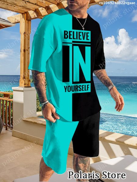 

men's tracksuits summer blue tracksuit set for men short sleeve t shirt shorts 2 piece oversized casual trendy sportwear outfits clothe, Gray