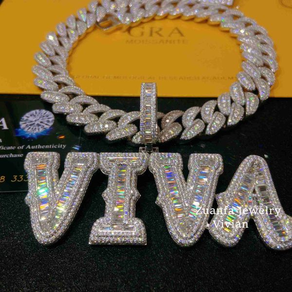

hip hop fine jewelry sterling silver 925 iced out vvs moissanite diamond custom necklace hip hop jewelry pendant