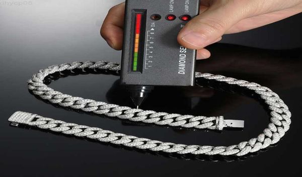 

designer jewelry mens luxury diamonds chain 12mm sterling silver vvs moissanite diamond full iced out bling cuban link chain neckl6581352