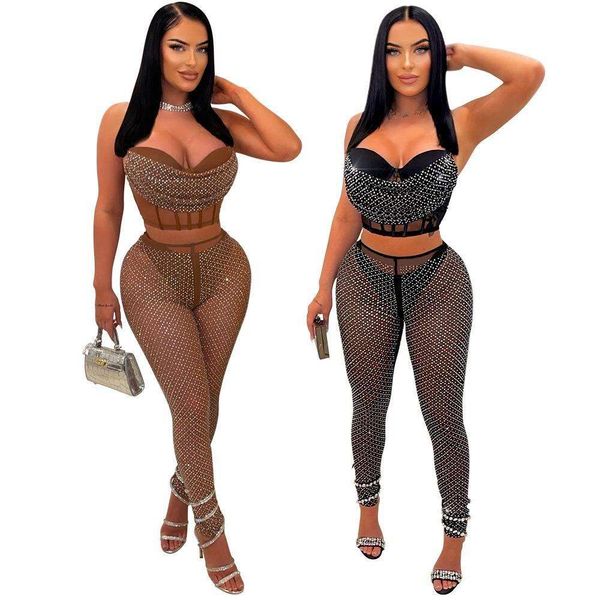 

cy sleeveless pants sling with slim fit pencil rhinestone suit for women, White