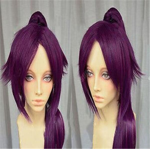 

bleach shihouin yoruichi 60cm purple lolita cosplay party wig ponytail3962892, Black