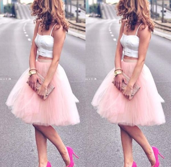 

charming summer knee length young ladies party dresses women tutu tulle skirt two pieces a line prom dresses party wea9604504, Black