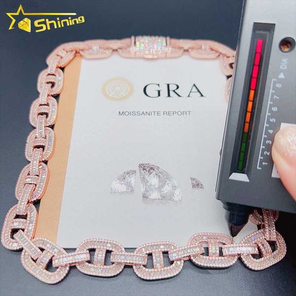 

factory price custom hip hop fine jewelry pass diamond tester vvs moissanite iced out cuban link necklace, Silver