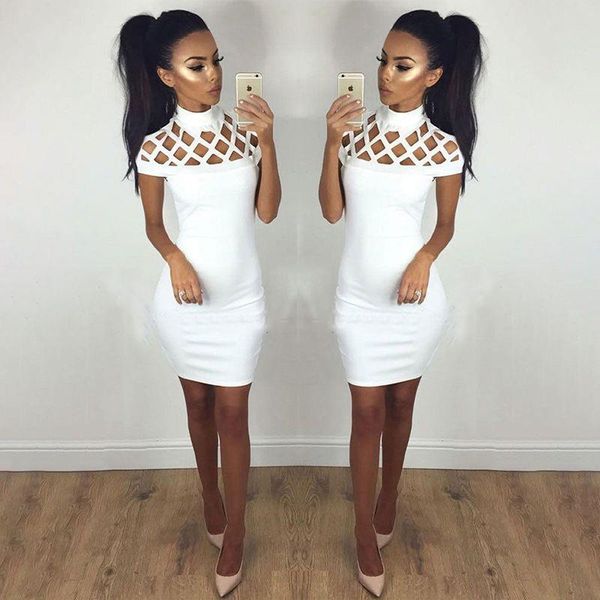 

bodycon women dresses hollow out short sleeved summer mini dress lady party fashion sheath solid color k6ay jwhhi, Black;gray