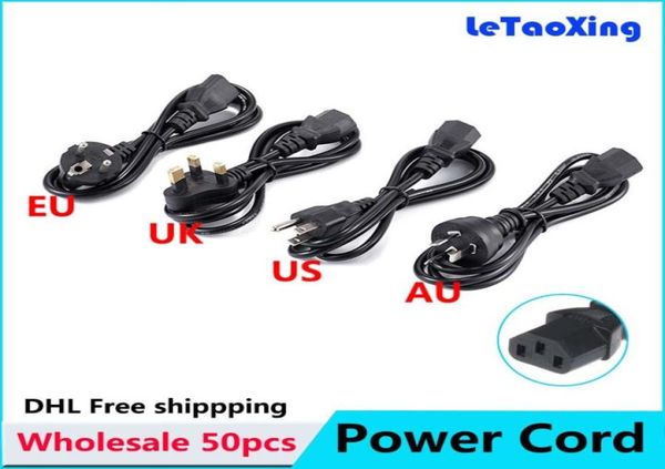 

50pcs ac power cord cable deskmonitor computer universal 3 prong eu uk us au cord 12m dhl 6945454