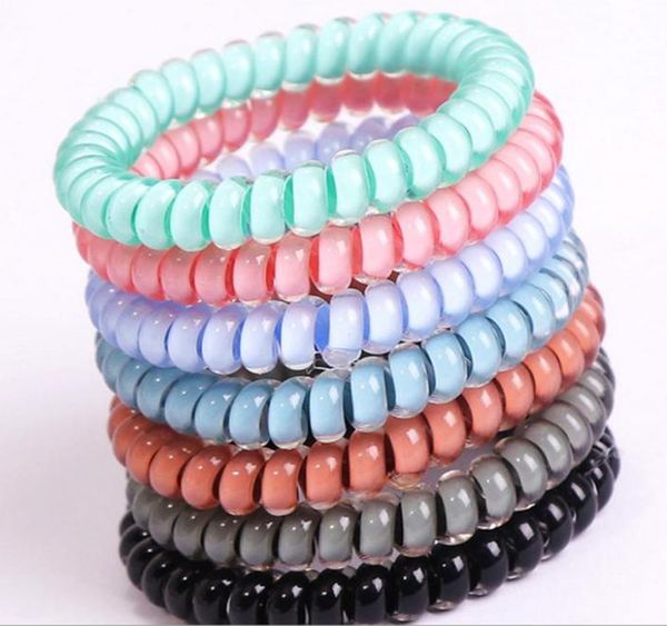

elastic rubber bands for women candy color telephone wire cord hair ties rope ring girls headband ponytail holders acc9014664, Pink