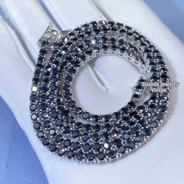 

rare fashion necklace sterling silver s925 rhodium plated black rhodium plated black vvs moissanite tennis chain