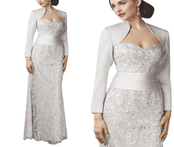 

new lace silver mother of the bride dresses with jacket wedding party formal evening gowns lace appliqued mothers groom dress2008897, Black;red