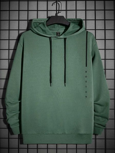 

men 's fashion hypemode men letter graphic drawstring hoodie