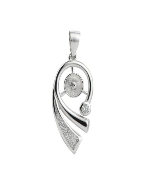 

925 sterling silver blank pendant settings base cubic zirconia pearl findings diy jewellery making 5 pieces7670207, Slivery;crystal