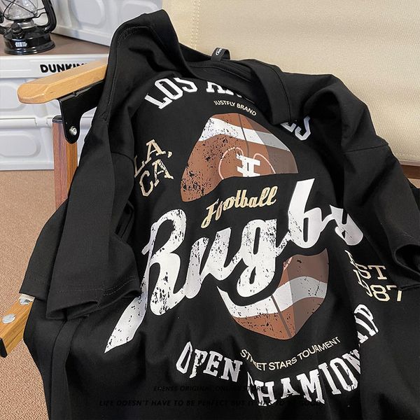 

women's tshirt american retro vintage football tshirt men and women street brand couple oversize short sleeves harajuku clothes 230721, White