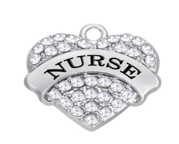 

new fashion easy to diy 5pcs a lot rhodium plated nurse crystal letters charm jewelry making fit for necklace or bra7643458, Bronze;silver