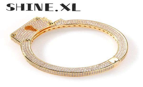 

18k gold plated cuff bangle iced out zircon handcuff bracelets for mens hip hop jewelry gift7904210, Black