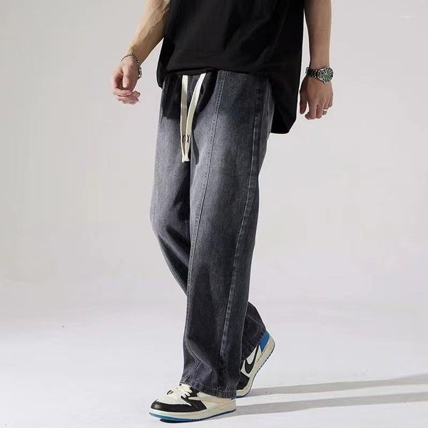 

men's jeans spring and summer american styles man vintage clothing oversize gradient loose fitting straight wide leg pants, Blue