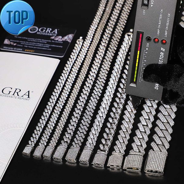 

Pendant Necklaces Pass Diamond Test Hip Hop Jewelry Vvs Stone Shiny 2row 3row 4row Men 925 Sterling Silver Necklace Moissanite Cuban Link Chain