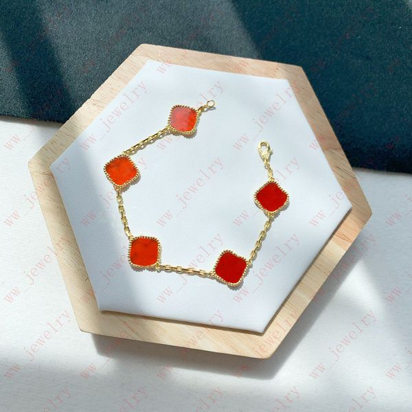 

k gold lucky ruby bracelet, classic 5 flower series, gifts, Black