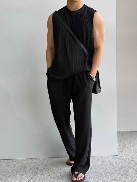 

men's clothing men drawstring waist pants, White;black