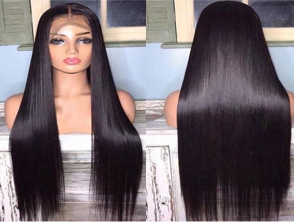 

straight lace front human hair wigs pre plucked hairline 150 13x4 lace front wig 826 inch brazilian remy hair middle ratio1208529, Black