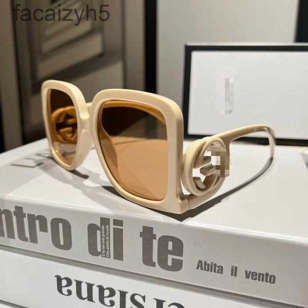 

sunglasses designer large square frame, new summer sunglasses with g-letter circle design on the legs to prevent strong light and radiation, White;black