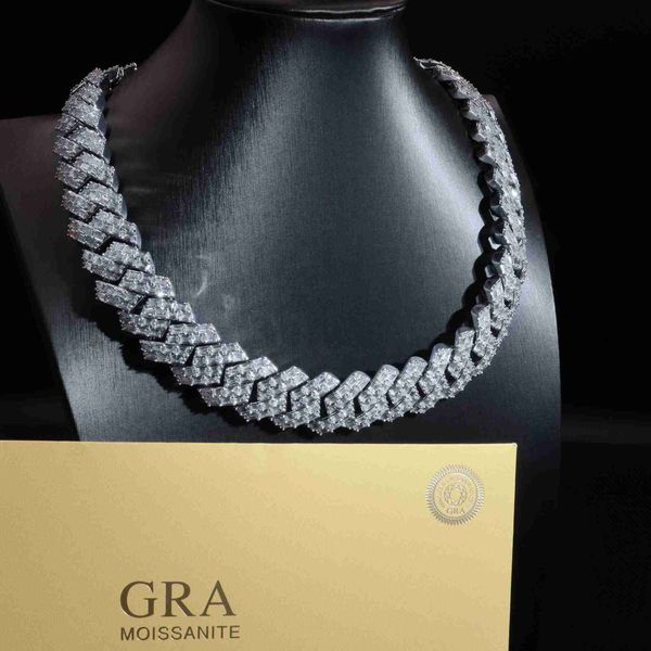 

2023 men women jewelry s925 sterling silver 20 mm width pass diamond tester moissanite cuban link chain