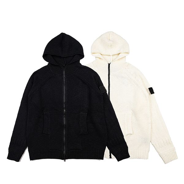 

Men's Plus Size Sweaters Hooded Zipper Sweater Couple Retro Niche Design Autumn And Winter Fashion Coat, Ivory-2221#