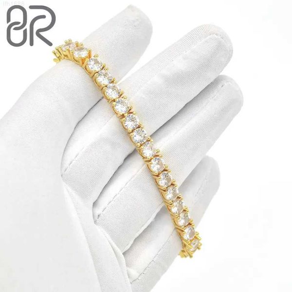 

10k 14k 18k gold tennis chain hip hop style round brilliant cut vvs moissanite diamond wholesale tennis link necklace, Silver
