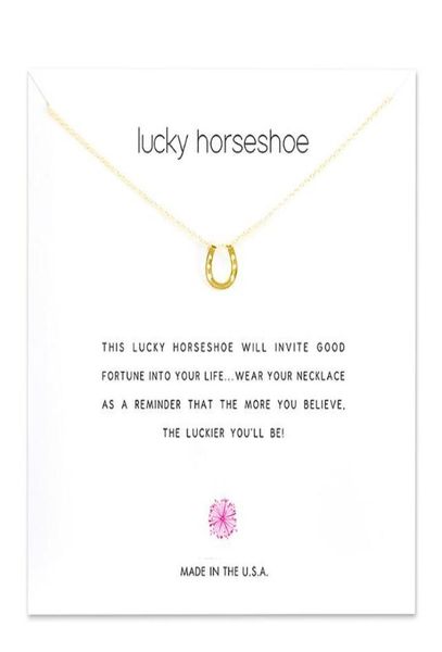

with card silver and gold color cute dogeared necklaces with u pendant lucky horseshoe necklace blessing card necklace2248829