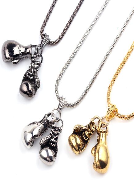 

mini boxing glove necklace gold color chain pair boxing glove pendant necklaces for men boys charm fashion sport fitness jewelry3740611, Silver