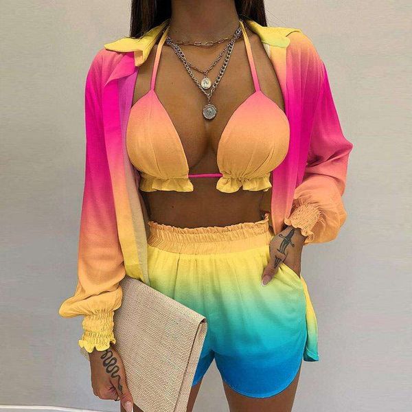

women s pants summer printed three piece set suit for, White