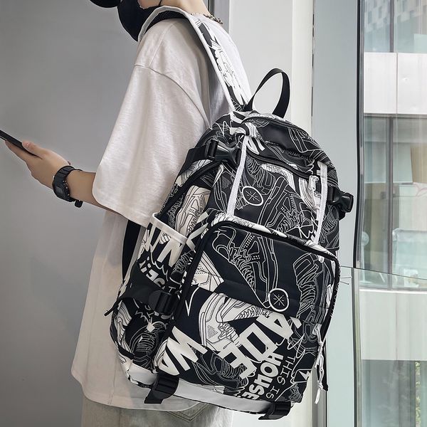 

school bags harajuku girl male bag female graffiti print men backpack women book boy nylon ladies fashion lapstudent 230721