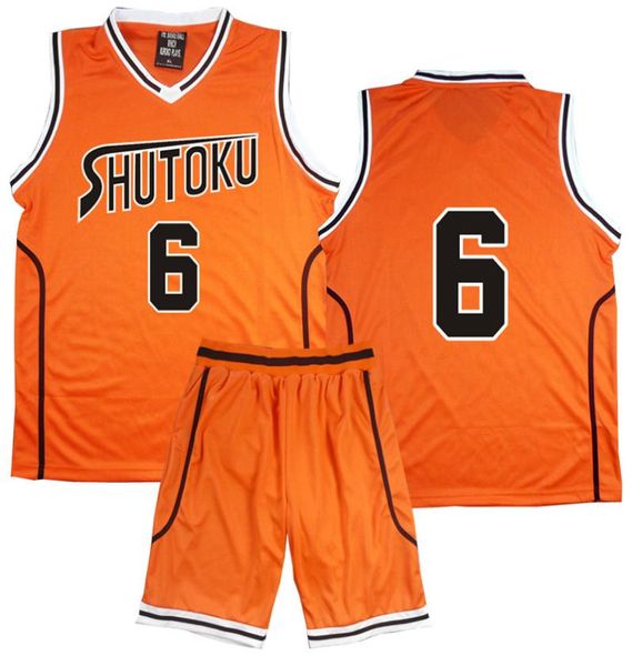 

anime kuroko no basuke basket cosplay costume shutoku school uniforms midorima shintaro men jersey sportswear tshirt shorts set3804639, Black;red