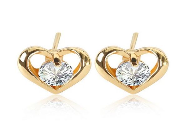 

hollow heart stud earrings cz stone silver gold plated earrings stud jewelry earrings8285231, Golden;silver