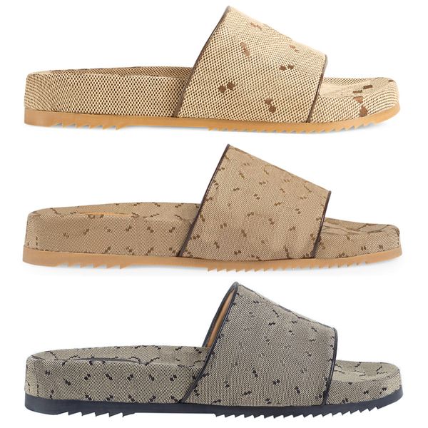 

luxury designer women flatform double g canvas slide men interlocking sandal flat embroidered flip flops shoe thick bottom printed rubber le, Black