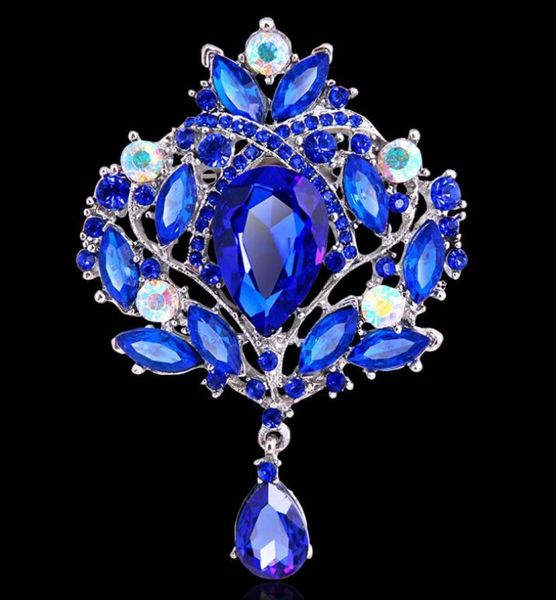 

brooch large crystal women broach 8 colors big crystal waterdrop colorful drop brooch exquisite big diamante rhinestones8505337, Gray